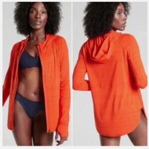 Athleta Pacifica Baja UPF Vermillion Hooded Lightweight Full Zip Jacket